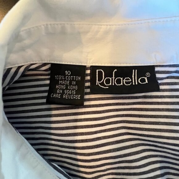 Rafaella Button Down Charcoal Striped long sleeve with white cuffs, Size 10 - Picture 7 of 8